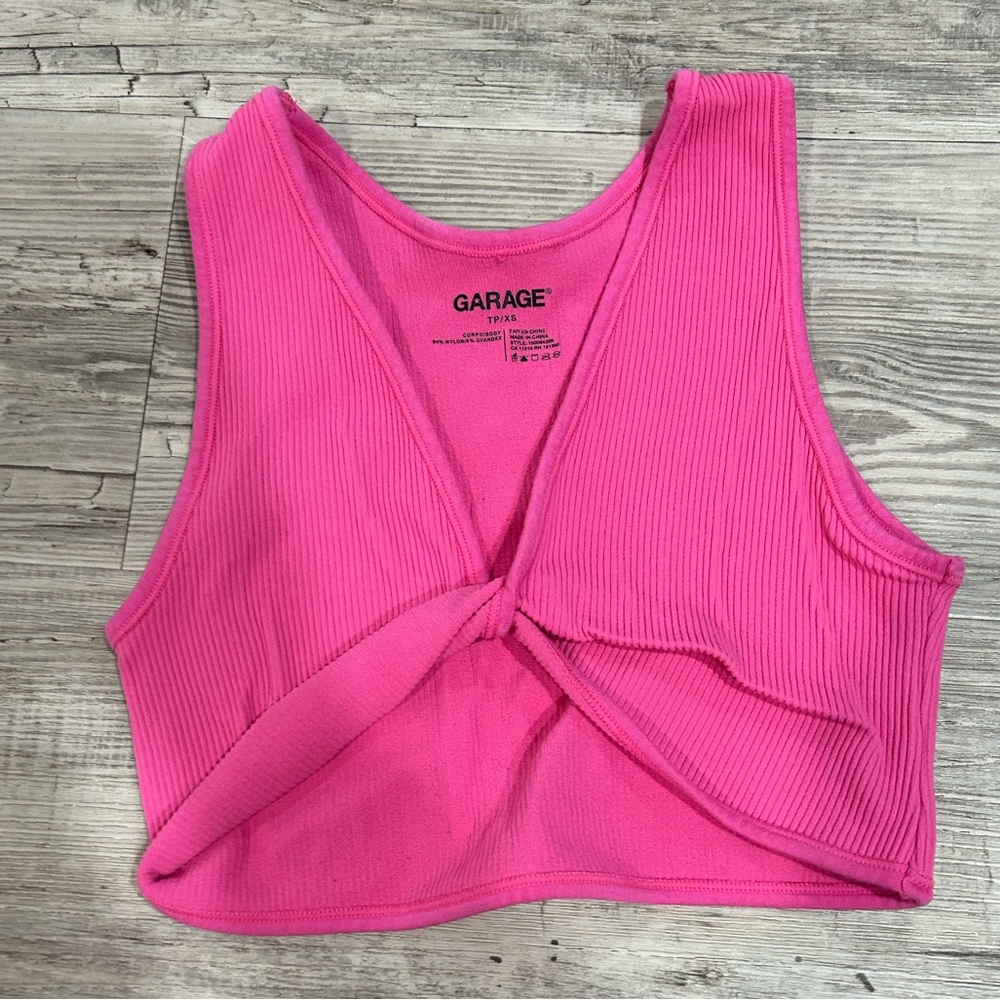 Garage Knit sleeveless Knot V-Neck Crop top
